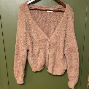 Carly Jean Los Angeles Cozy Tan Cardigan